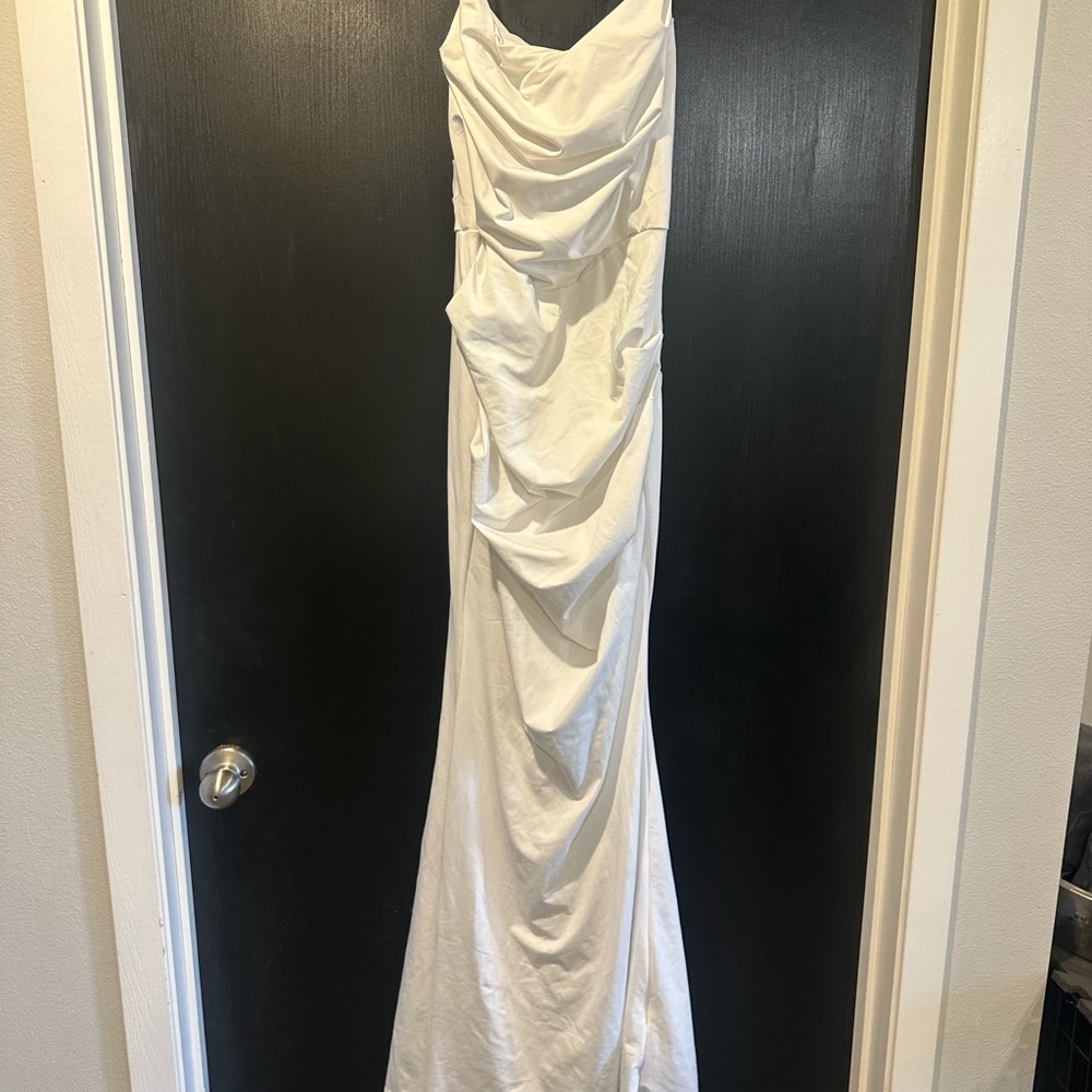 Elegant White Draped Gown